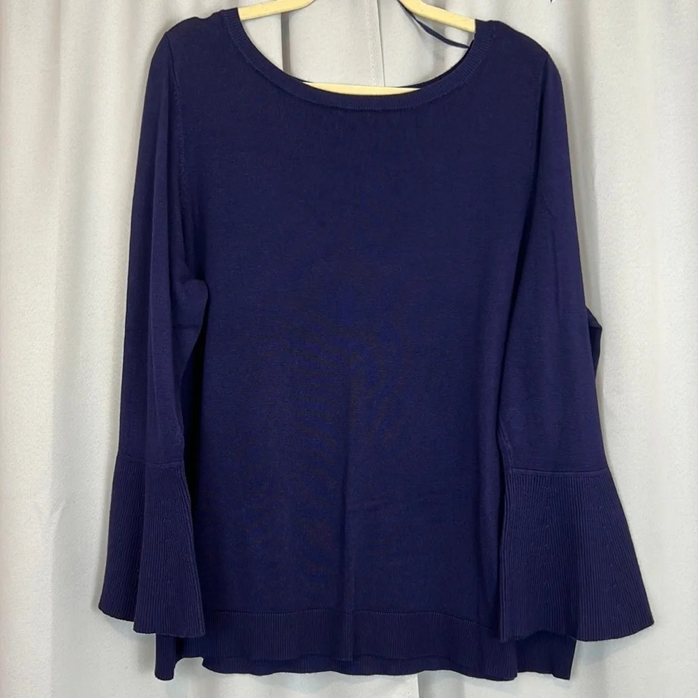 Lane Bryant Purple Scoop Neck Ribbed Bell‎ Sleeve Size 18/20